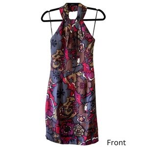 💫Trina Turk, retro floral, midi silk halter dress